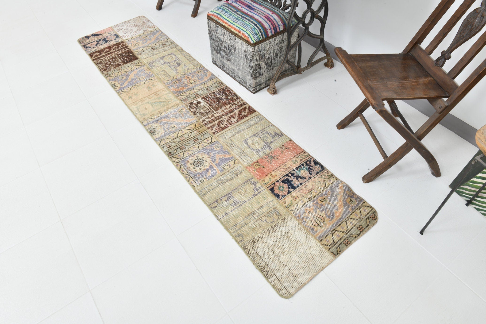 Vintage Runner Rug 1'12" x 8'4" ft