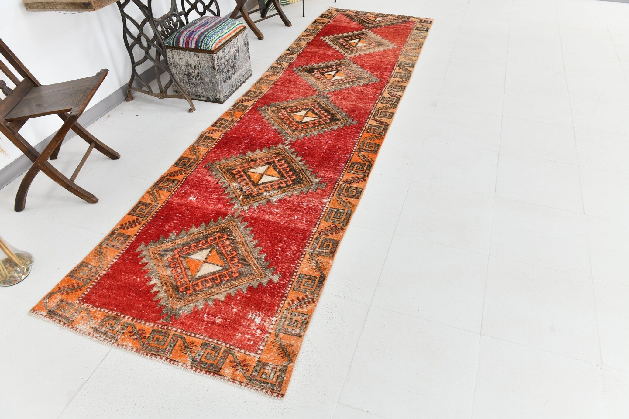 Vintage Runner Rug 3'4" x 12'2" ft