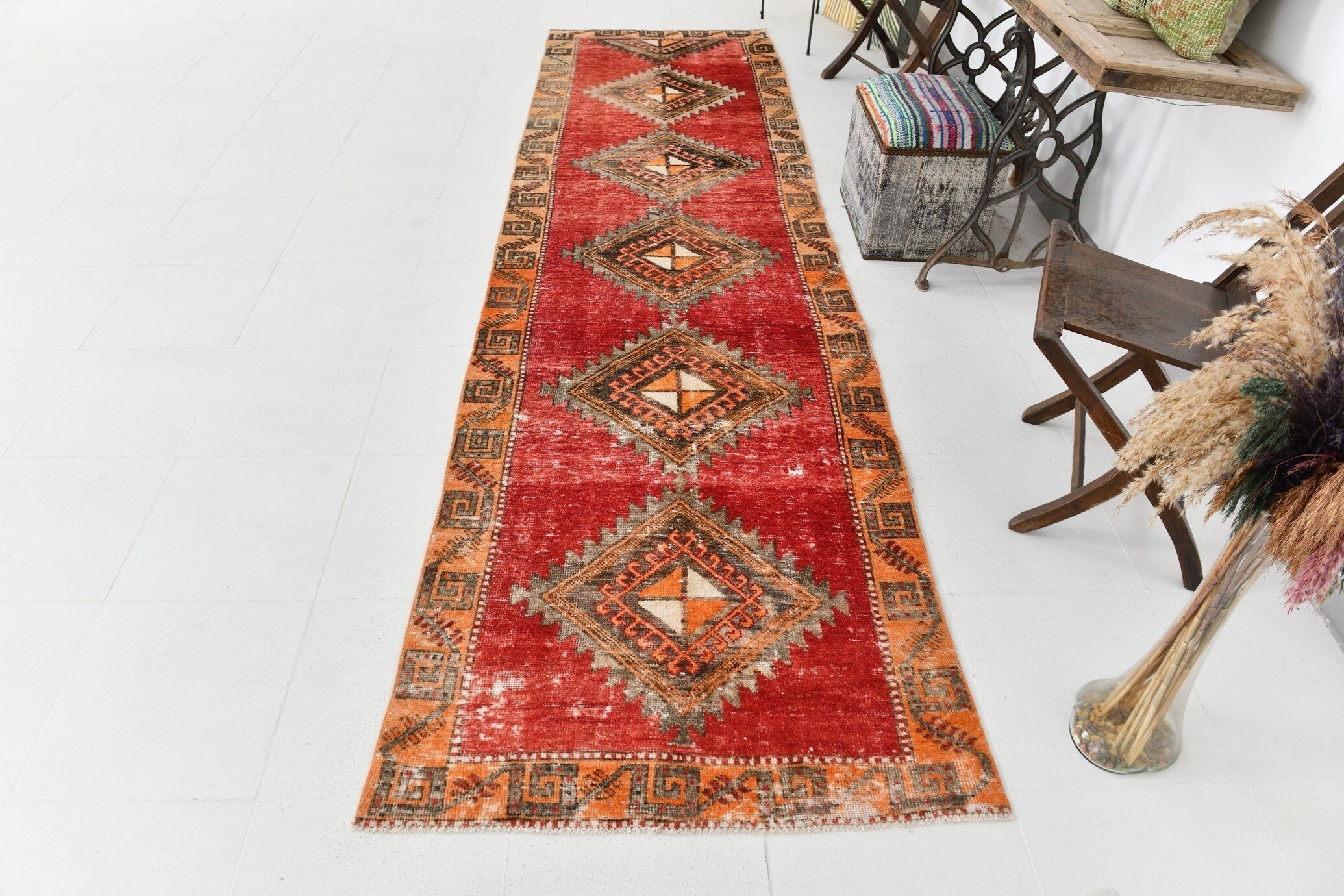 Vintage Runner Rug 3'4" x 12'2" ft