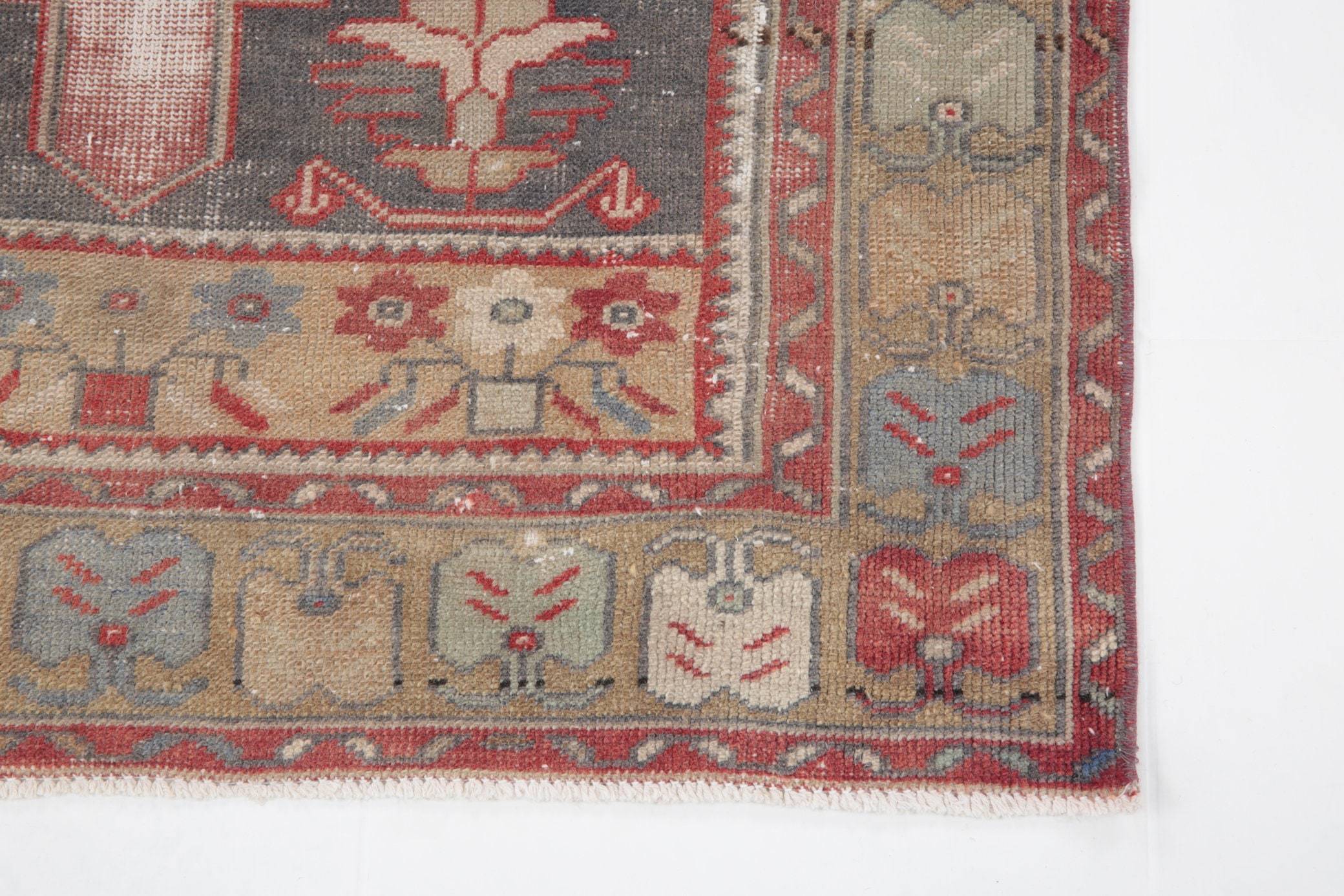 3' x 8' Vintage rug, Cotton Vintage rug, Entryway-Hallway Vintage rug, Kitchen-Dining Vintage rug, Living Room Vintage rug, Nursery Vintage rug, Office Vintage rug, Oriental Vintage rug, Red Vintage rug, Rustic-Primitive Vintage rug, Vintage, Wool Vintage rug, Vintage rug