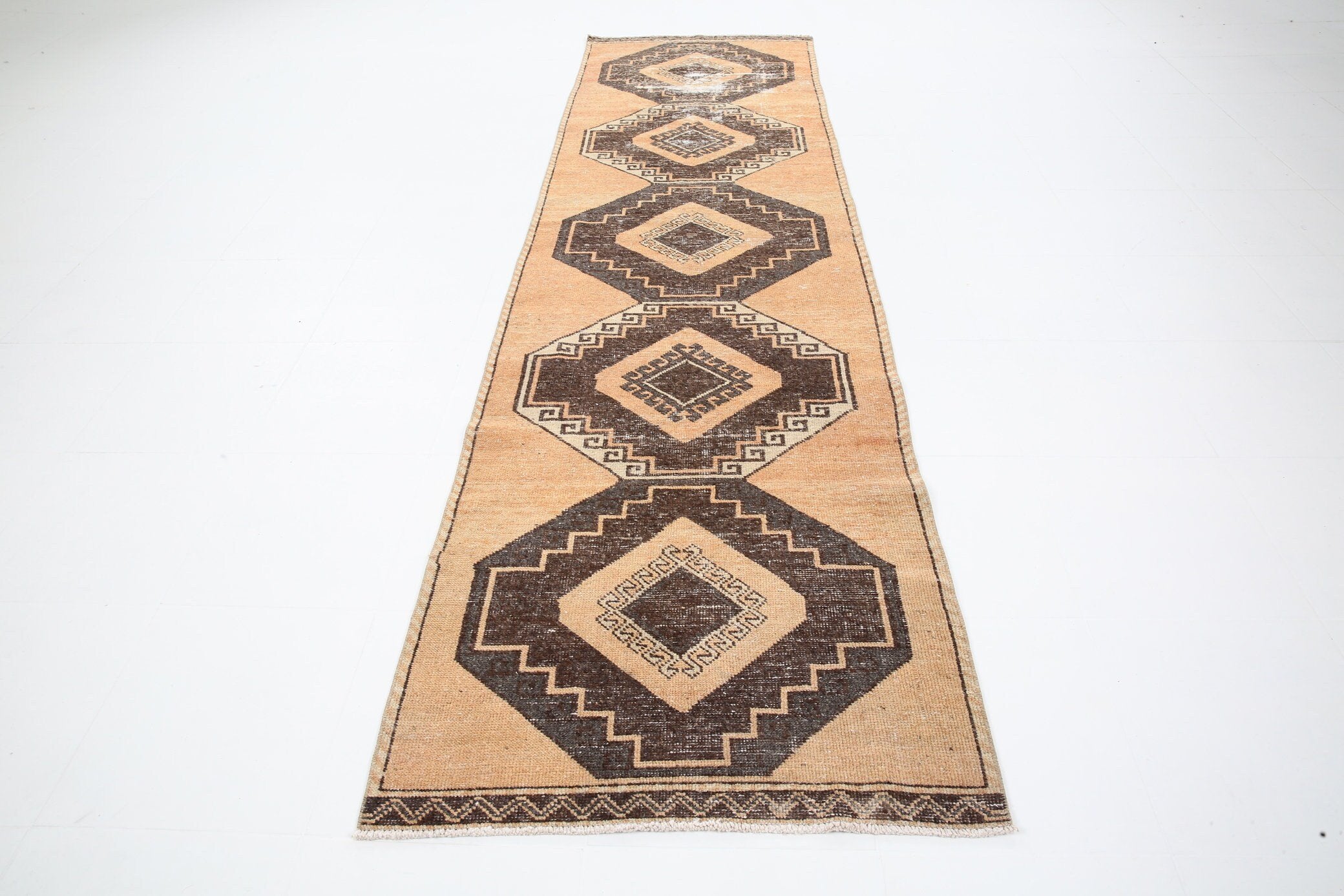 3' x 11' Vintage rug, Brown Vintage rug, Cotton Vintage rug, Country-Farmhouse Vintage rug, Dorm Vintage rug, Entryway-Hallway Vintage rug, Kitchen-Dining Vintage rug, Living Room Vintage rug, Office Vintage rug, Southwestern Vintage rug, Vintage Runner, Wool Vintage rug, Vintage rug