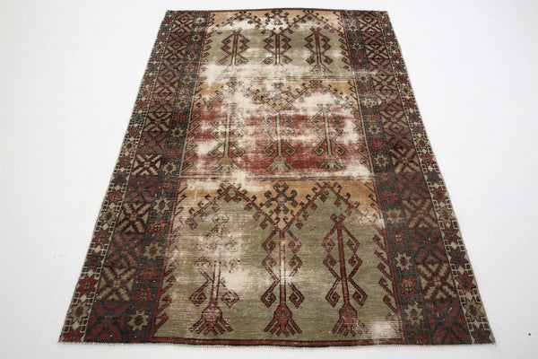 4' x 7' Vintage rug, Brown Vintage rug, Cotton Vintage rug, Dorm Vintage rug, Ikat Vintage rug, Kitchen-Dining Vintage rug, Living Room Vintage rug, Nursery Vintage rug, Office Vintage rug, Scandinavian Vintage rug, Vintage, Wool Vintage rug, Vintage rug