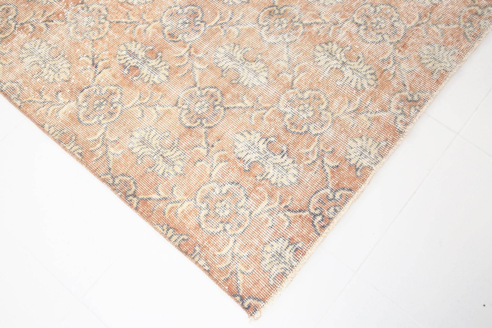 7' x 11' Vintage rug, Abstract Vintage rug, Cotton Vintage rug, Dorm Vintage rug, Kids Vintage rug, Kitchen-Dining Vintage rug, Living Room Vintage rug, Office Vintage rug, Orange Vintage rug, Rustic-Primitive Vintage rug, Vintage, Wool Vintage rug, Vintage rug