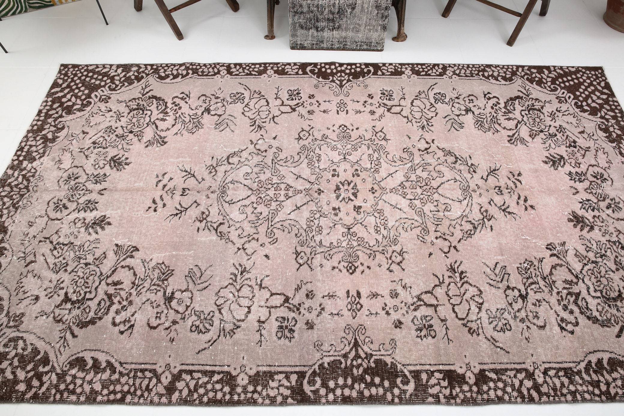 6' x 8' Vintage rug, Cotton Vintage rug, Dorm Vintage rug, Kids Vintage rug, Kitchen-Dining Vintage rug, Living Room Vintage rug, Office Vintage rug, Pink Vintage rug, Plants-Trees Vintage rug, Rustic-Primitive Vintage rug, Vintage, Wool Vintage rug, Vintage rug