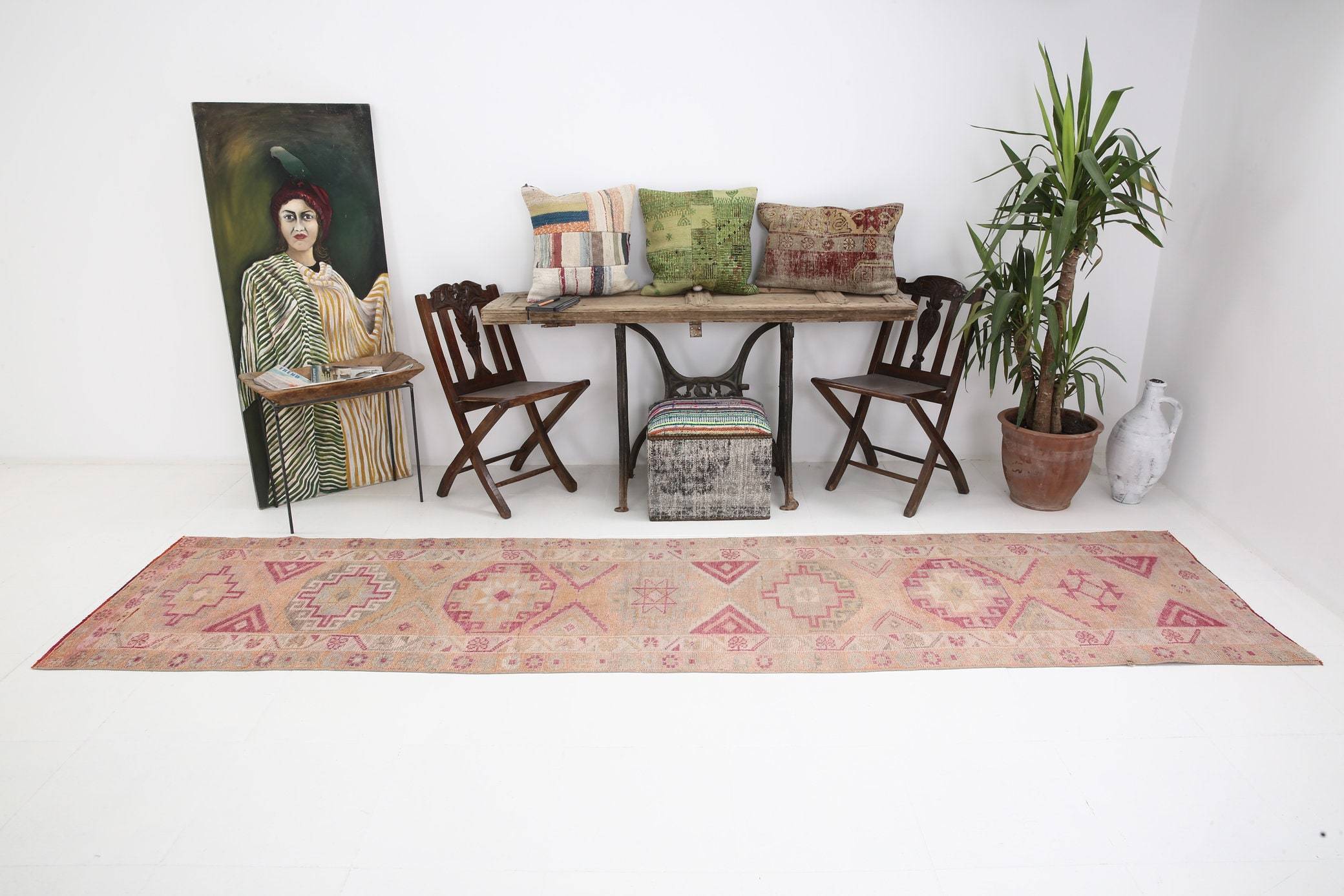 2' x 12' Pink Turkish Vintage Herki Rug  |  RugReform