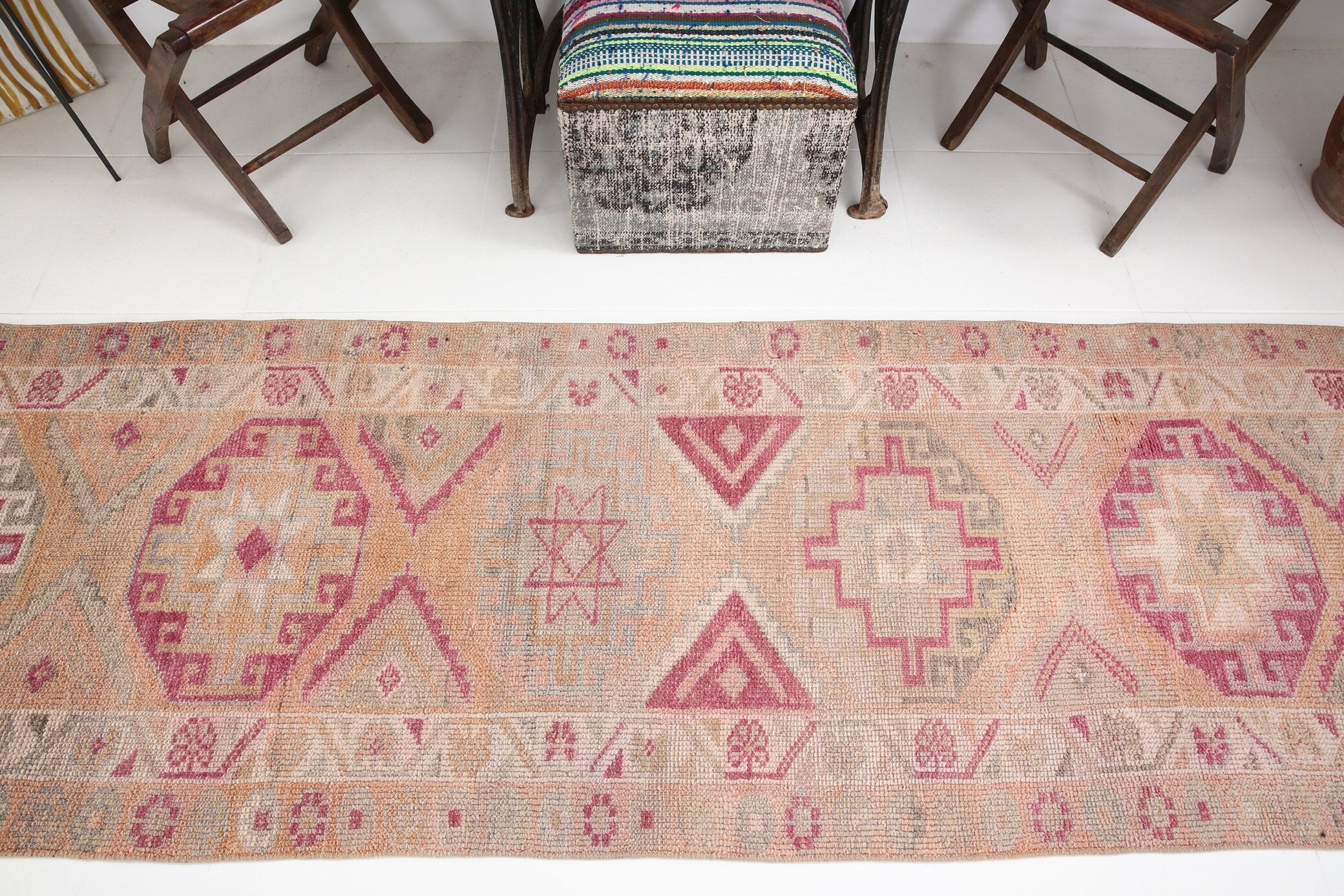 2' x 12' Pink Turkish Vintage Herki Rug  |  RugReform