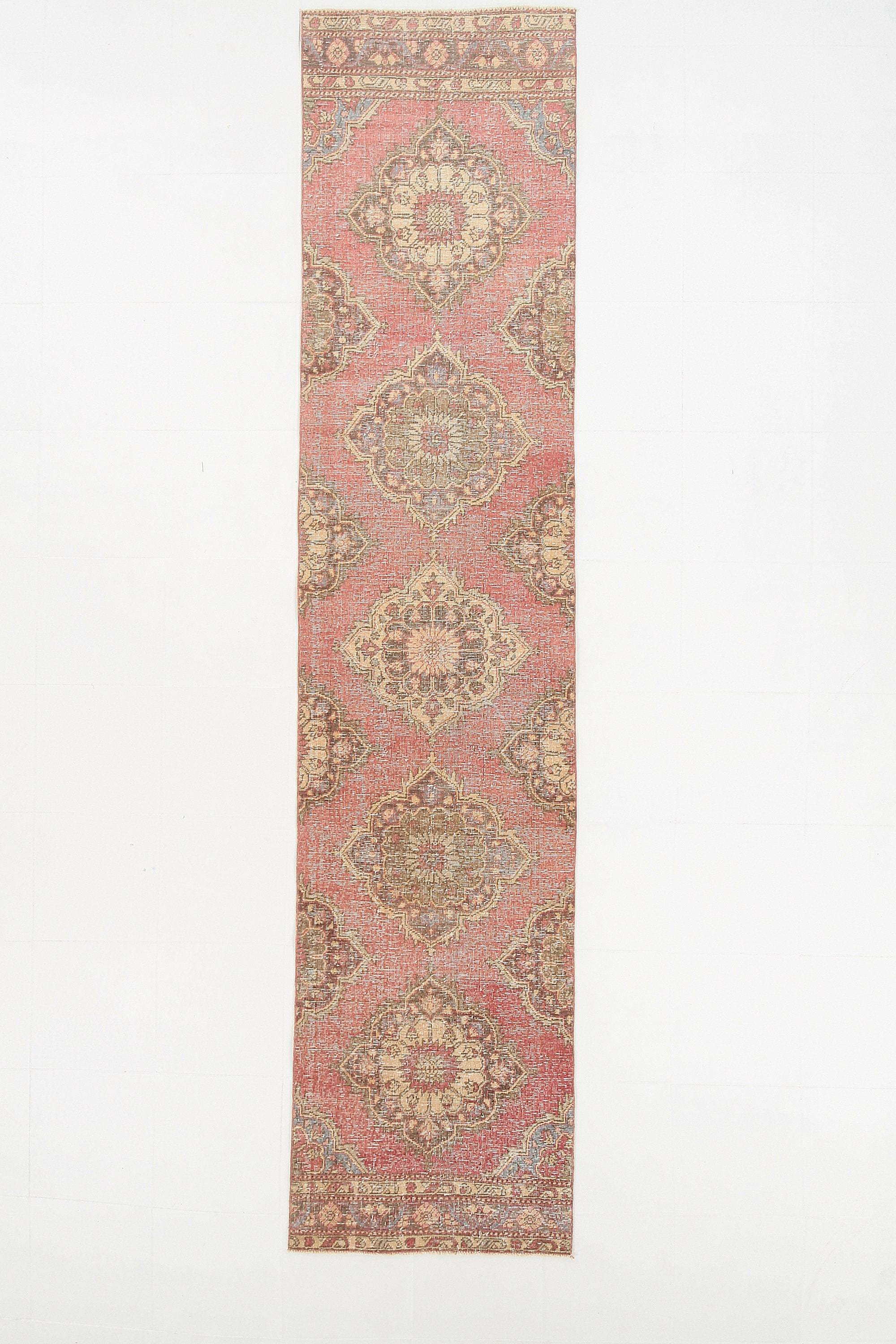 2' x 12' Vintage rug, Abstract Vintage rug, Bedroom Vintage rug, Cotton Vintage rug, Country-Farmhouse Vintage rug, Entryway-Hallway Vintage rug, Kitchen-Dining Vintage rug, Living Room Vintage rug, Office Vintage rug, Pink Vintage rug, Vintage Runner, Wool Vintage rug, Vintage rug