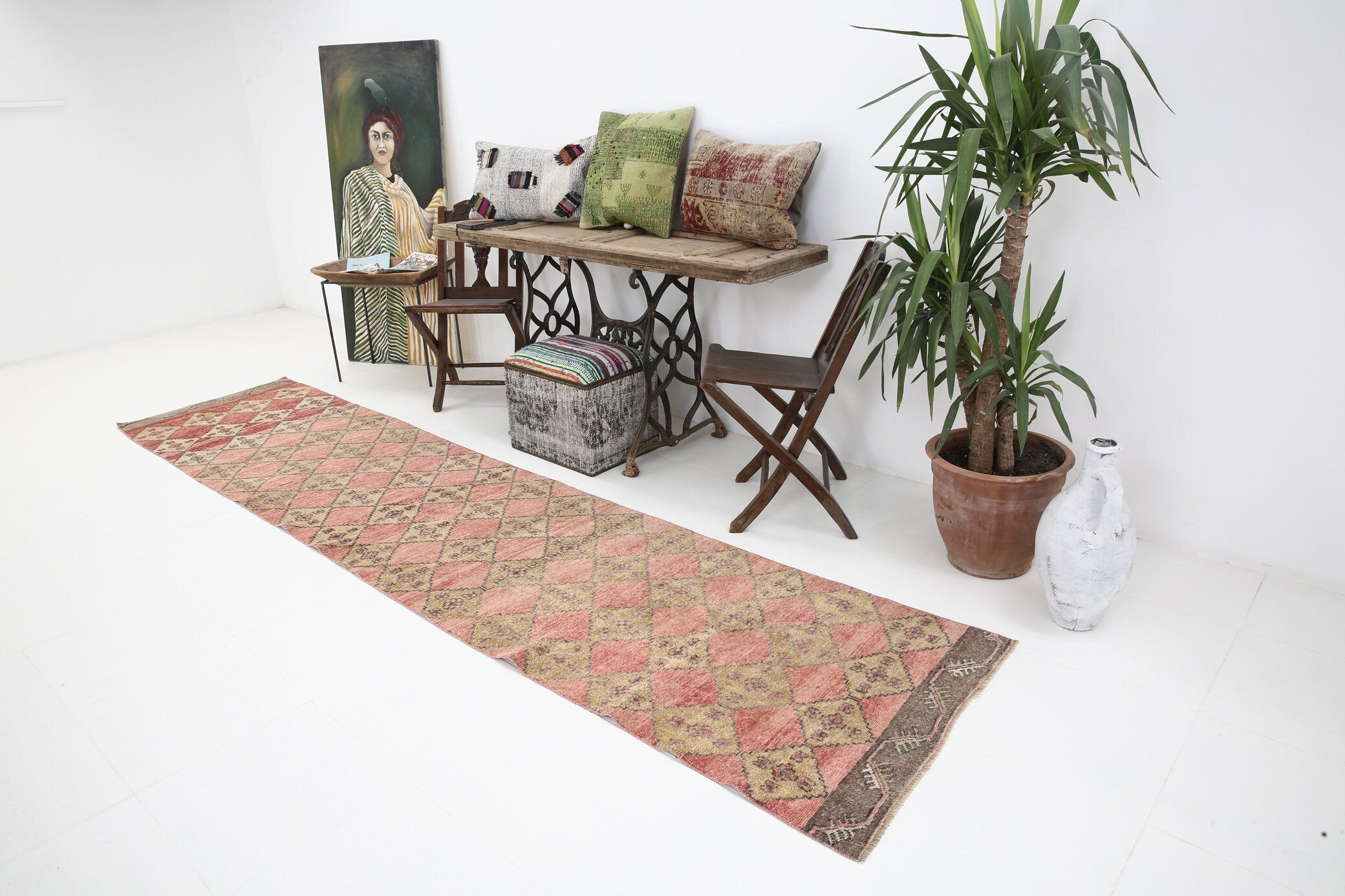 2' x 12' Vintage rug, Cotton Vintage rug, Entryway-Hallway Vintage rug, Geometric Vintage rug, Kitchen-Dining Vintage rug, Laundry Vintage rug, Living Room Vintage rug, Office Vintage rug, Red Vintage rug, Rustic-Primitive Vintage rug, Vintage Runner, Wool Vintage rug, Vintage rug