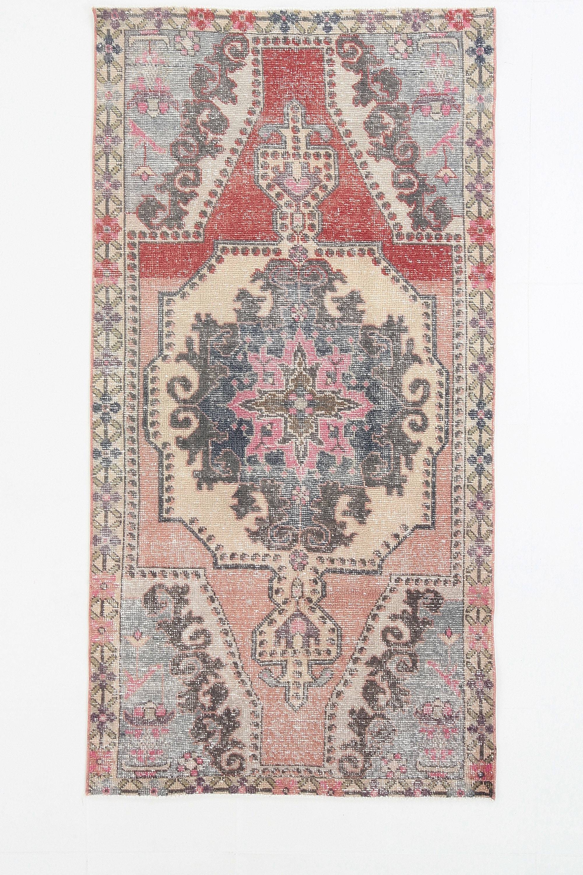 3' x 7' Vintage rug, Cotton Vintage rug, Kids Vintage rug, Kitchen-Dining Vintage rug, Laundry Vintage rug, Living Room Vintage rug, Office Vintage rug, Oriental Vintage rug, Red Vintage rug, Rustic-Primitive Vintage rug, Vintage, Wool Vintage rug, Vintage rug