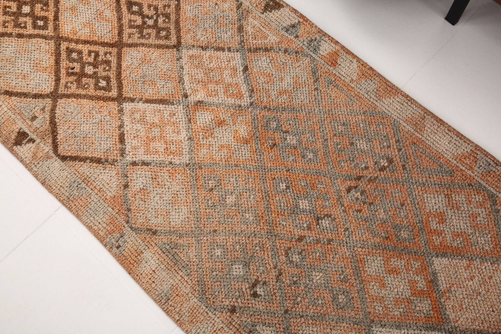 2' x 12' Brown Turkish Vintage Herki Rug  |  RugReform