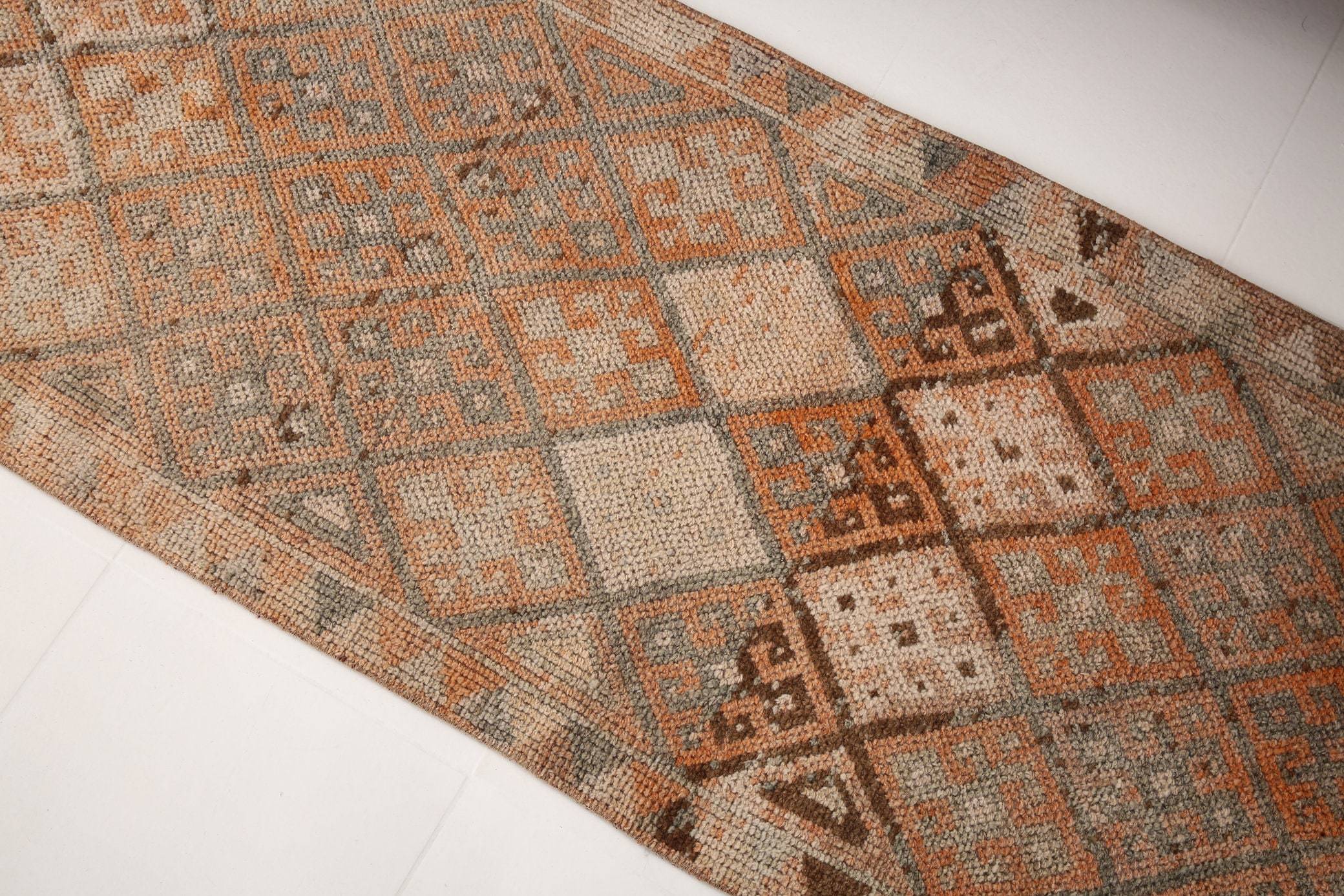 2' x 12' Brown Turkish Vintage Herki Rug  |  RugReform