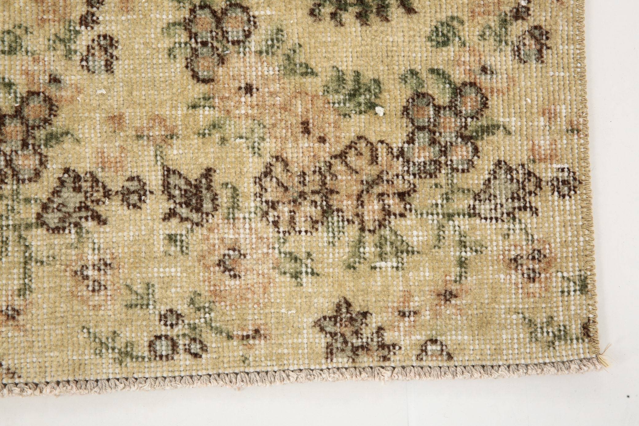 2' x 7' Vintage rug, Cotton Vintage rug, Dorm Vintage rug, Entryway-Hallway Vintage rug, Floral Vintage rug, Kitchen-Dining Vintage rug, Living Room Vintage rug, Office Vintage rug, Retro Vintage rug, Vintage Runner Vintage rug, Wool, Yellow-Gold Vintage rug, Vintage rug
