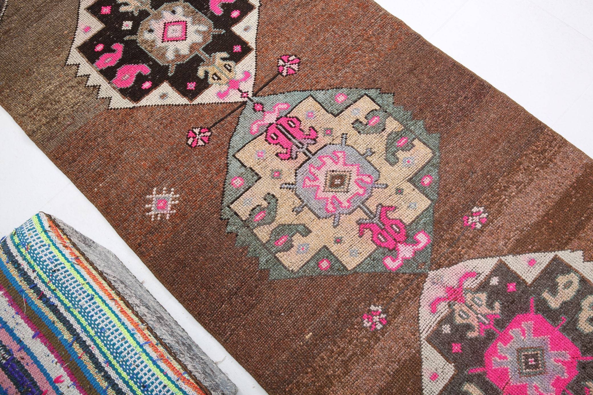 3' x 10' Vintage rug, Bedroom Vintage rug, Bohemian-Eclectic Vintage rug, Brown Vintage rug, Cotton Vintage rug, Entryway-Hallway Vintage rug, Geometric Vintage rug, Kitchen-Dining Vintage rug, Living Room Vintage rug, Office Vintage rug, Vintage, Wool Vintage rug, Vintage rug
