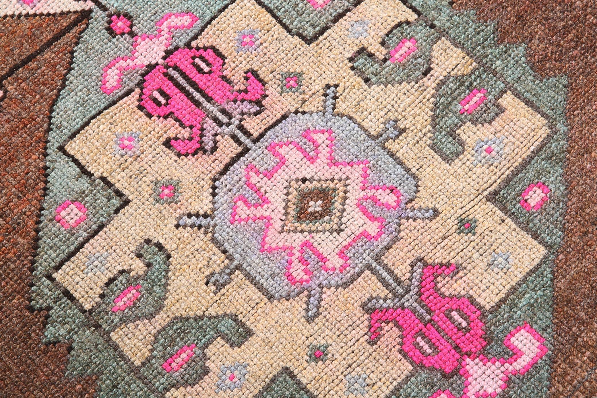 3' x 10' Vintage rug, Bedroom Vintage rug, Bohemian-Eclectic Vintage rug, Brown Vintage rug, Cotton Vintage rug, Entryway-Hallway Vintage rug, Geometric Vintage rug, Kitchen-Dining Vintage rug, Living Room Vintage rug, Office Vintage rug, Vintage, Wool Vintage rug, Vintage rug