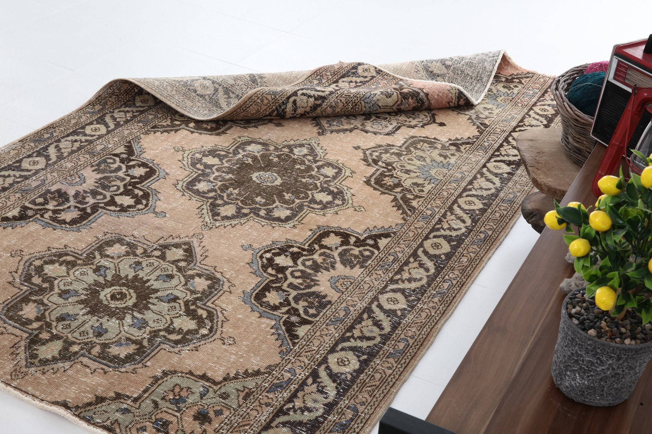 4' x 7' Tan-Ivory Turkish Vintage Rug  |  RugReform