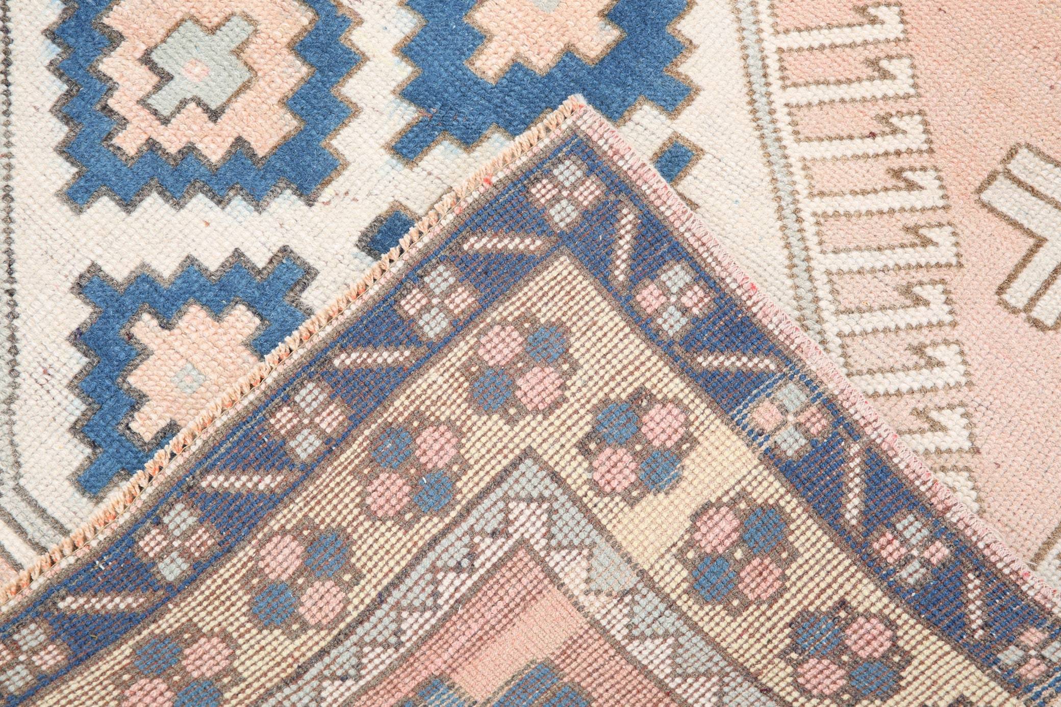 4' x 7' Vintage rug, Blue Vintage rug, Cotton Vintage rug, Kids Vintage rug, Kitchen-Dining Vintage rug, Living Room Vintage rug, Nursery Vintage rug, Office Vintage rug, Scandinavian Vintage rug, Southwestern Vintage rug, Vintage, Wool Vintage rug, Vintage rug