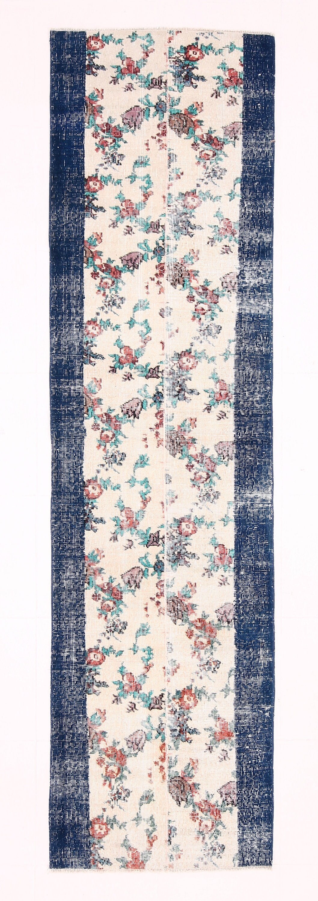 2' x 9' Blue Turkish Vintage Runner Rug  |  RugReform