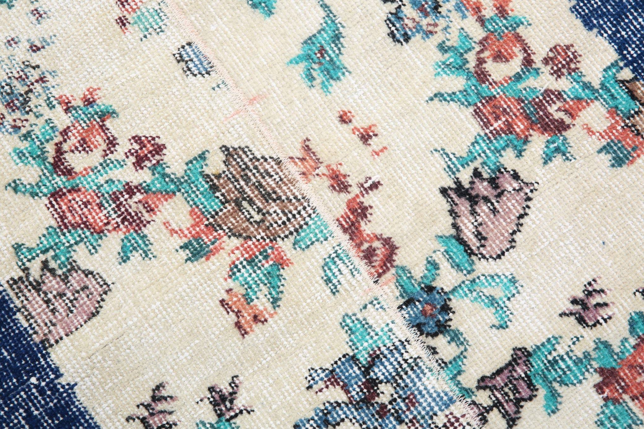 2' x 9' Blue Turkish Vintage Runner Rug  |  RugReform