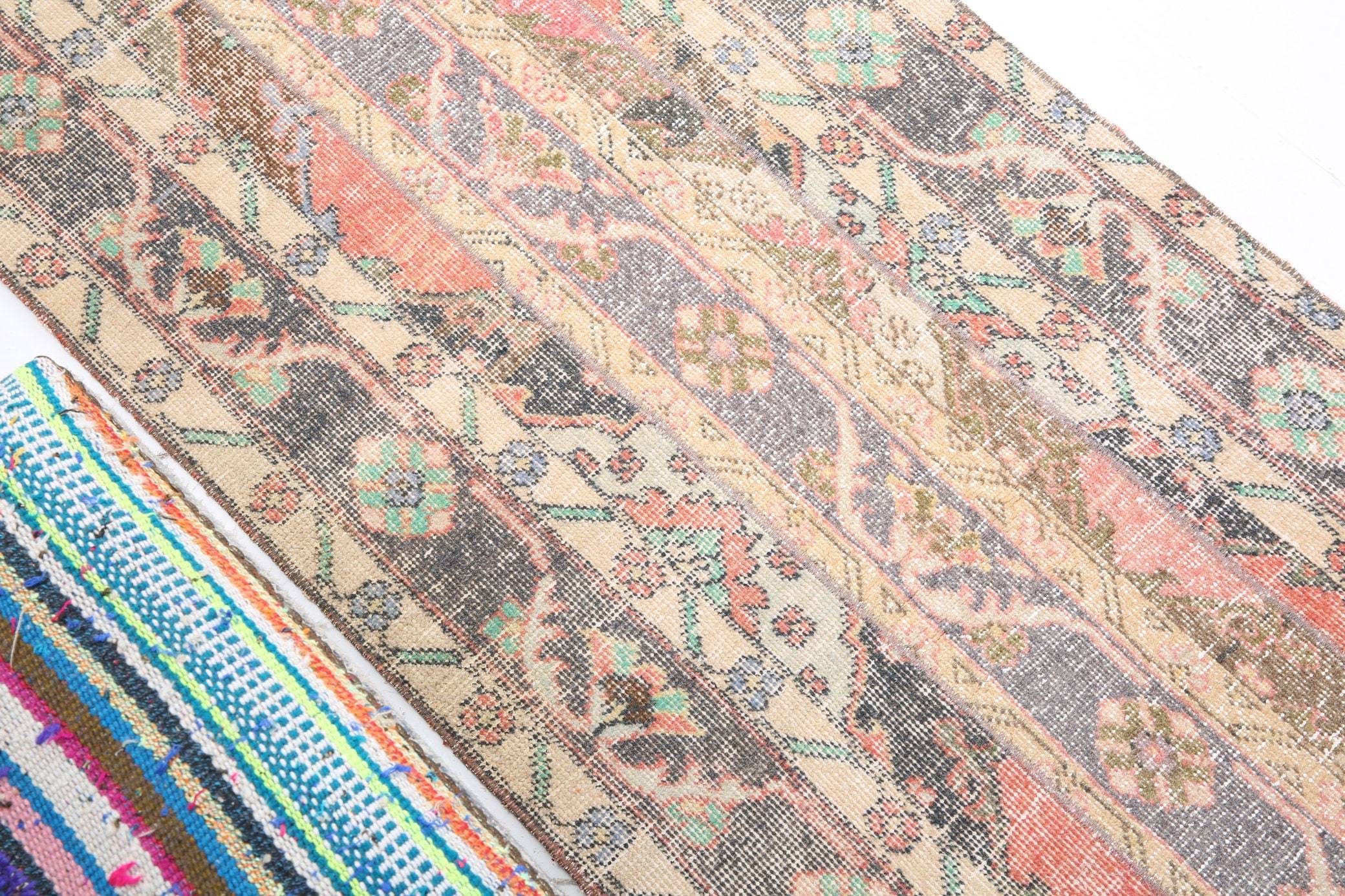 2' x 11' Vintage rug, Blue Vintage rug, Cotton Vintage rug, Distressed Vintage rug, Dorm Vintage rug, Entryway-Hallway Vintage rug, Kitchen-Dining Vintage rug, Living Room Vintage rug, Office Vintage rug, Patchwork Vintage rug, Vintage Runner, Wool Vintage rug, Vintage rug
