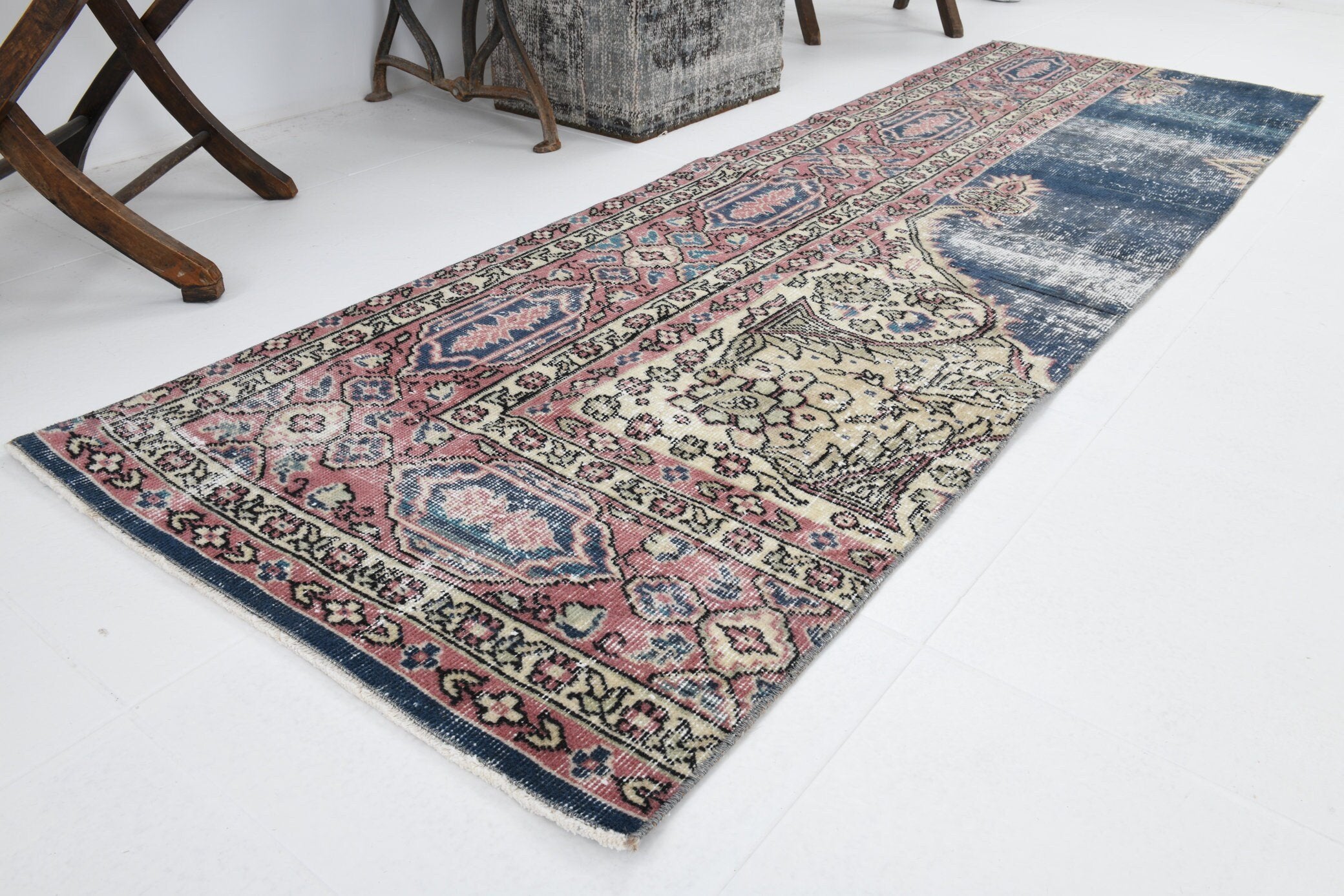 2' x 7' Blue Turkish Vintage Runner Rug  |  RugReform