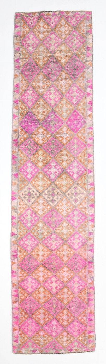 2' x 10' Pink Turkish Vintage Herki Rug  |  RugReform