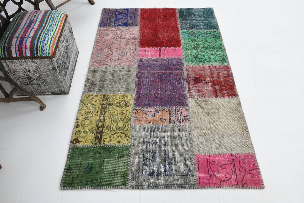 3' x 5' Multi Color Turkish Vintage Patchwork Rug - 562