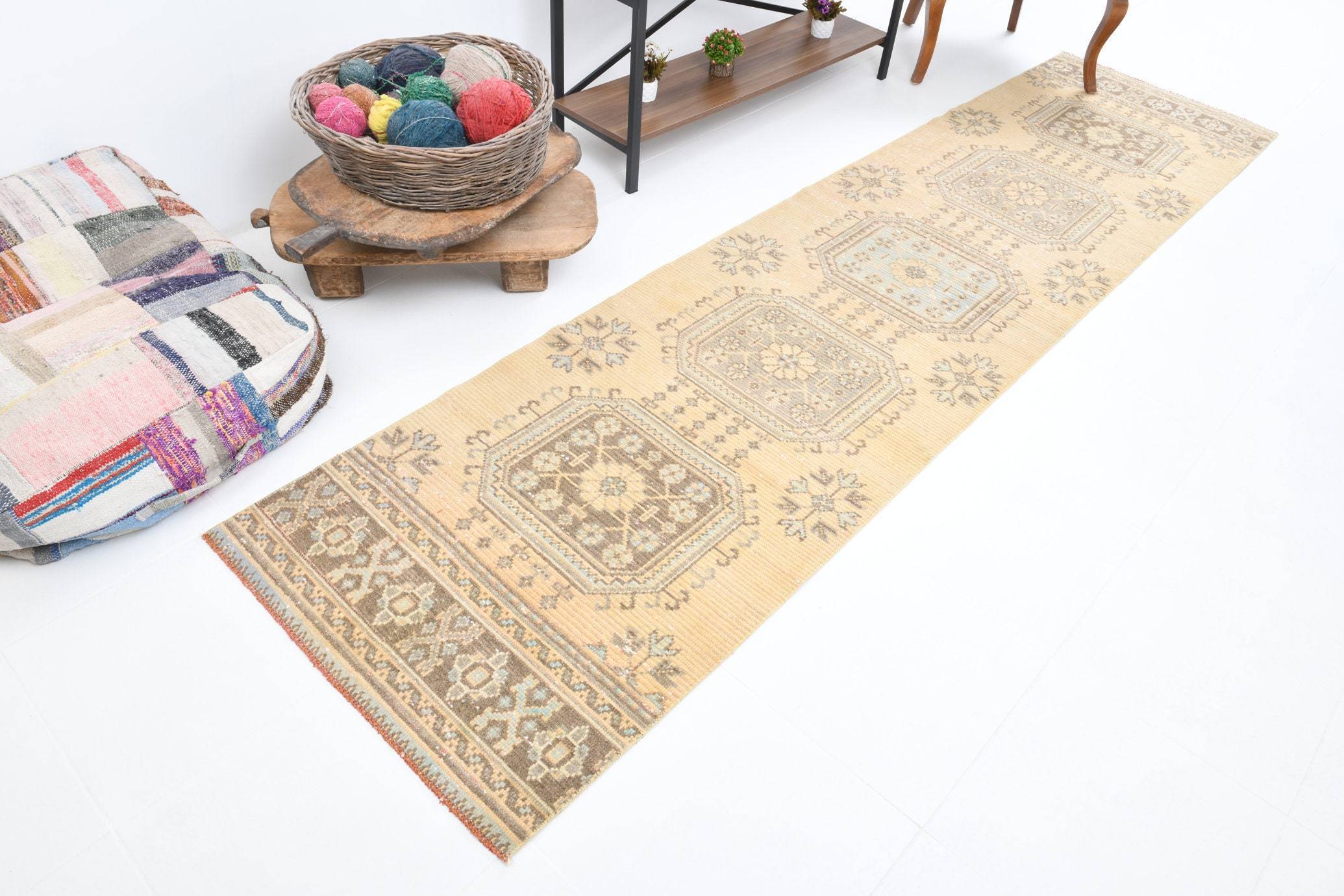 2' x 10' Tan-Ivory Turkish Vintage Runner Rug  |  RugReform