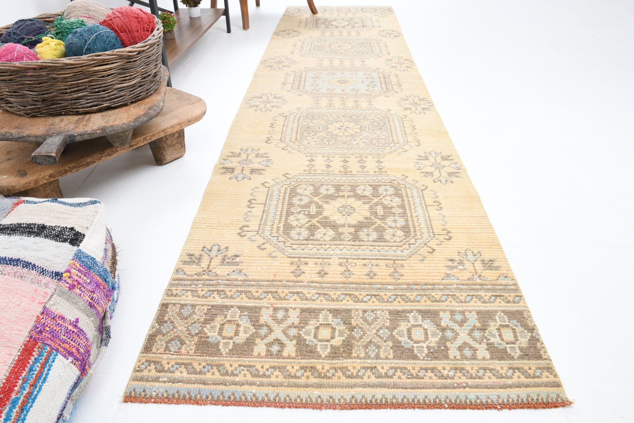 2' x 10' Tan-Ivory Turkish Vintage Runner Rug  |  RugReform