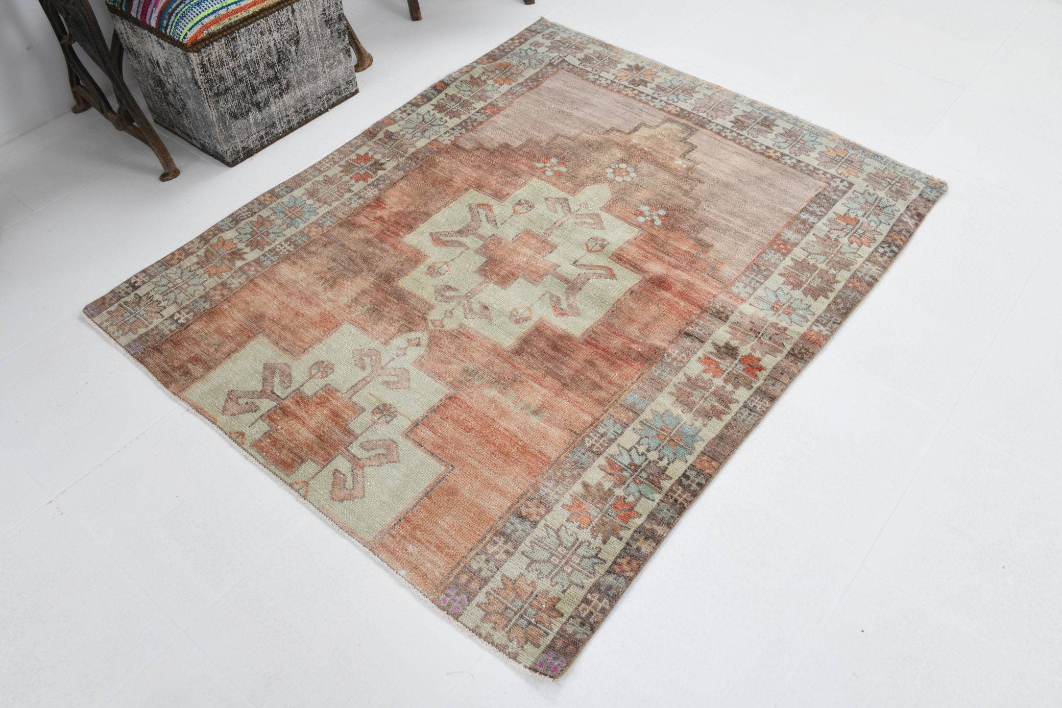 4' x 5' Tan-Ivory Turkish Vintage Rug  |  RugReform