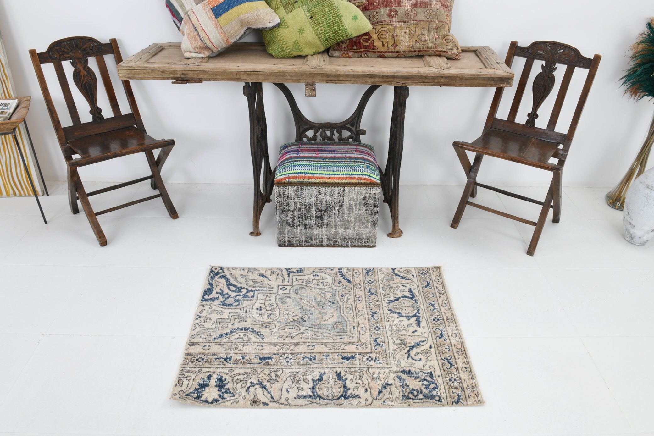 2' x 3' Blue Turkish Vintage Runner Rug  |  RugReform