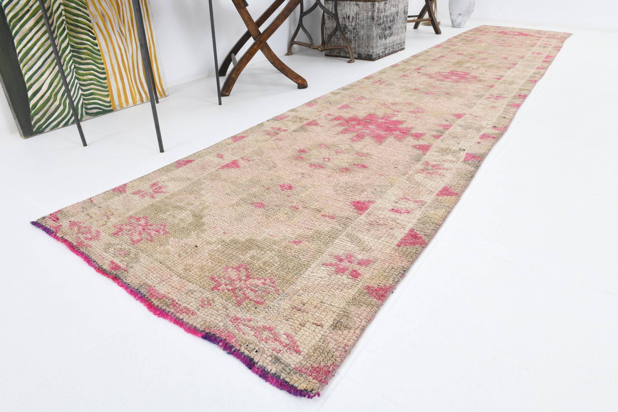 2' x 13' Vintage rug, Bedroom Vintage rug, Cotton Vintage rug, Distressed Vintage rug, Entryway-Hallway Vintage rug, Kitchen-Dining Vintage rug, Laundry Vintage rug, Office Vintage rug, Pink Vintage rug, Southwestern Vintage rug, Vintage Herki, Wool Vintage rug, Vintage rug