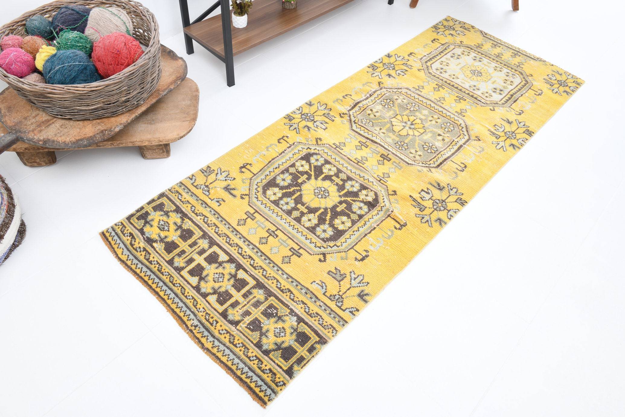 2' x 7' Yellow-Gold Turkish Vintage Runner Rug  |  RugReform