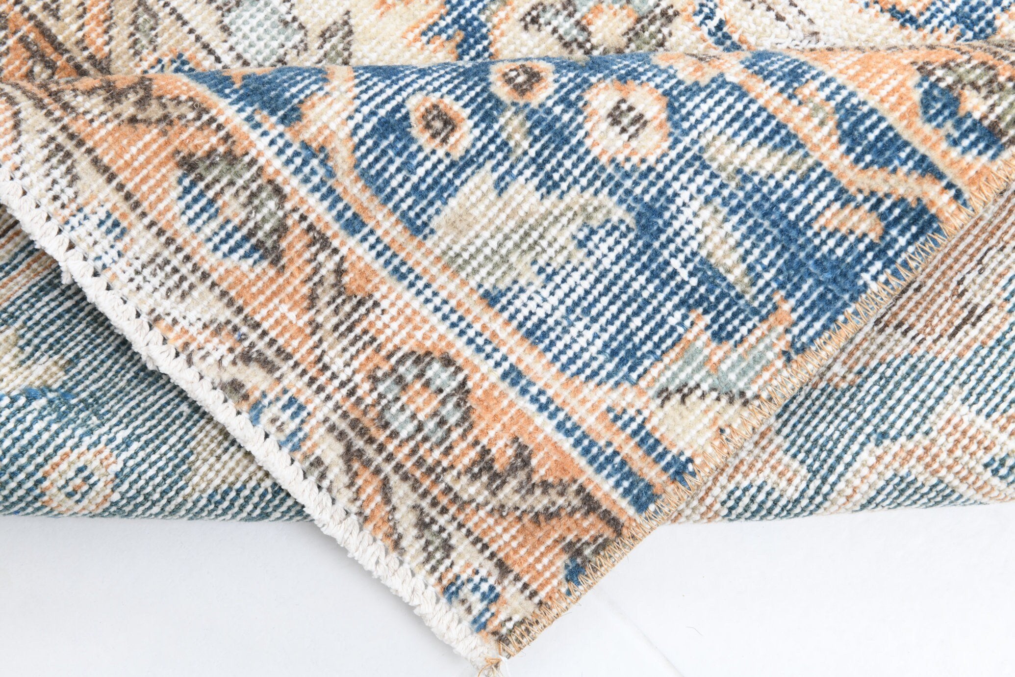 2' x 8' Blue Turkish Vintage Runner Rug  |  RugReform
