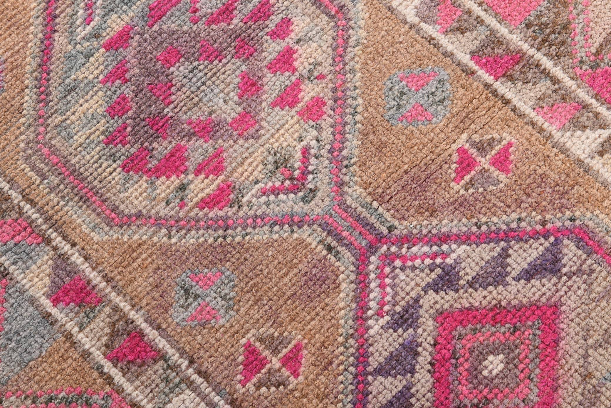 2' x 11' Vintage rug, Bohemian-Eclectic Vintage rug, Cotton Vintage rug, Dorm Vintage rug, Entryway-Hallway Vintage rug, Geometric Vintage rug, Kitchen-Dining Vintage rug, Living Room Vintage rug, Office Vintage rug, Pink Vintage rug, Vintage Herki, Wool Vintage rug, Vintage rug