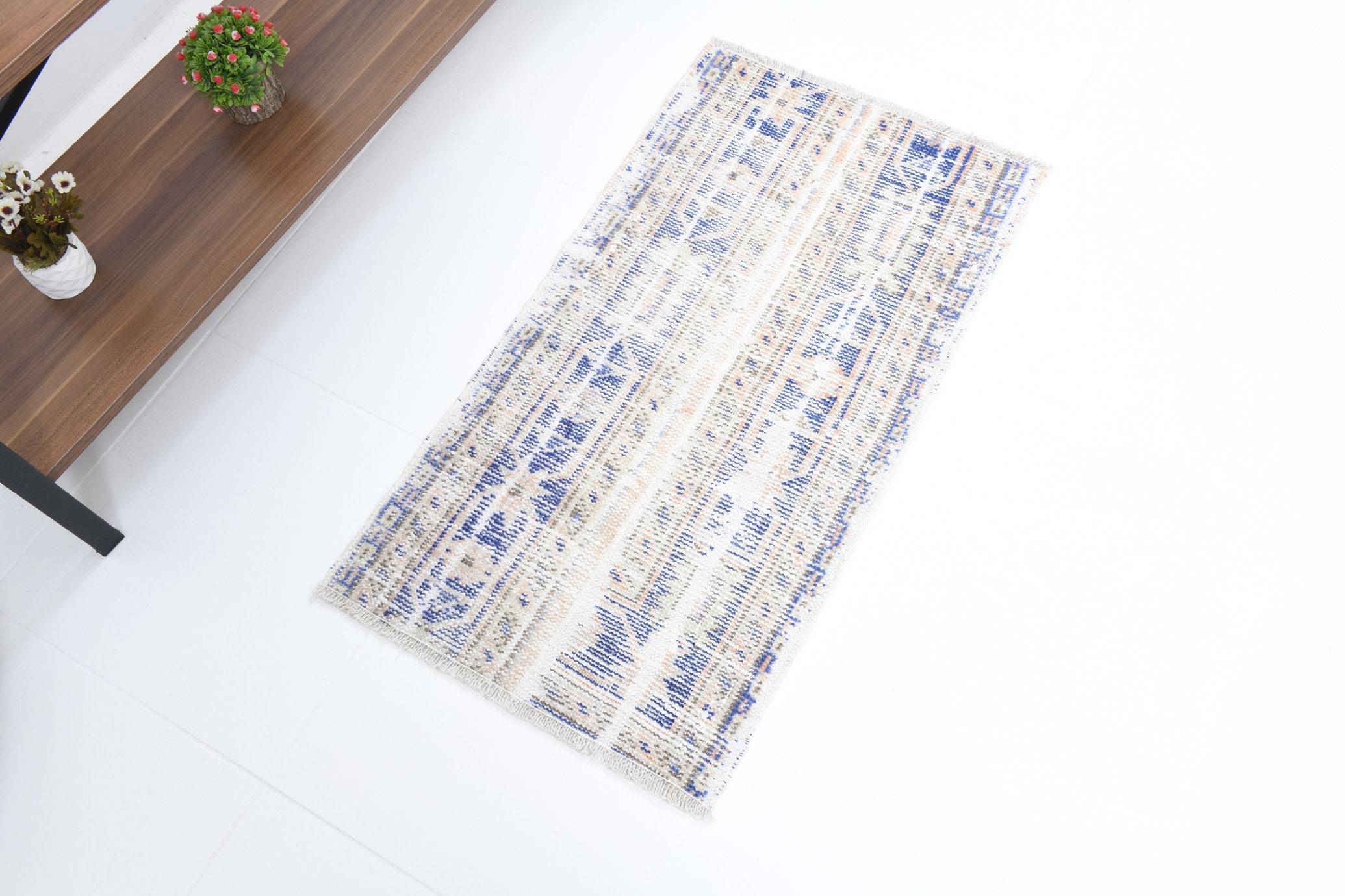 1' x 2' Blue Turkish Vintage Runner Rug  |  RugReform