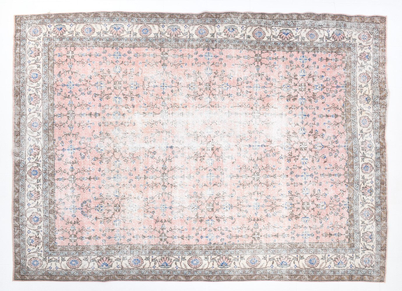 8' x 11' Vintage rug, Cotton Vintage rug, Dorm Vintage rug, Floral Vintage rug, Kids Vintage rug, Living Room Vintage rug, Nursery Vintage rug, Office Vintage rug, Pink Vintage rug, Rustic-Primitive Vintage rug, Vintage, Wool Vintage rug, Vintage rug