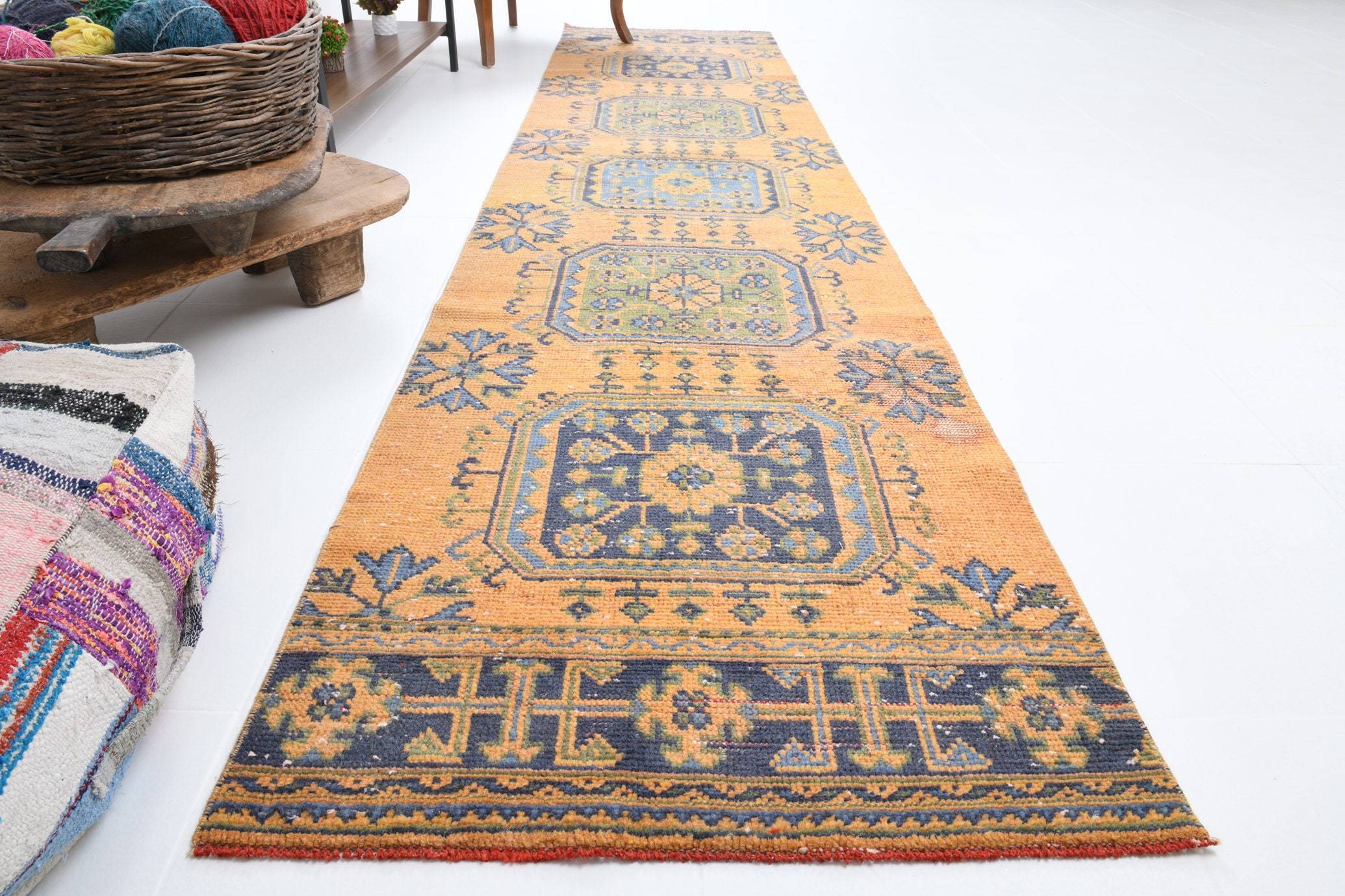 2' x 11' Tan-Ivory Turkish Vintage Runner Rug  |  RugReform