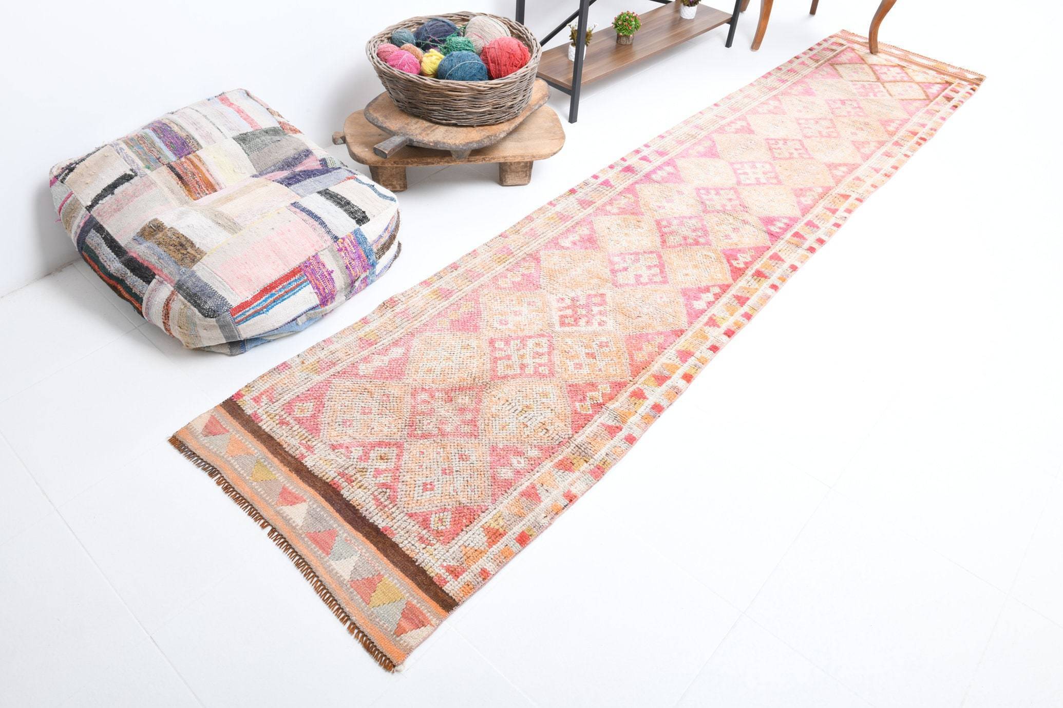 2' x 12' Tan-Ivory Turkish Vintage Herki Rug  |  RugReform