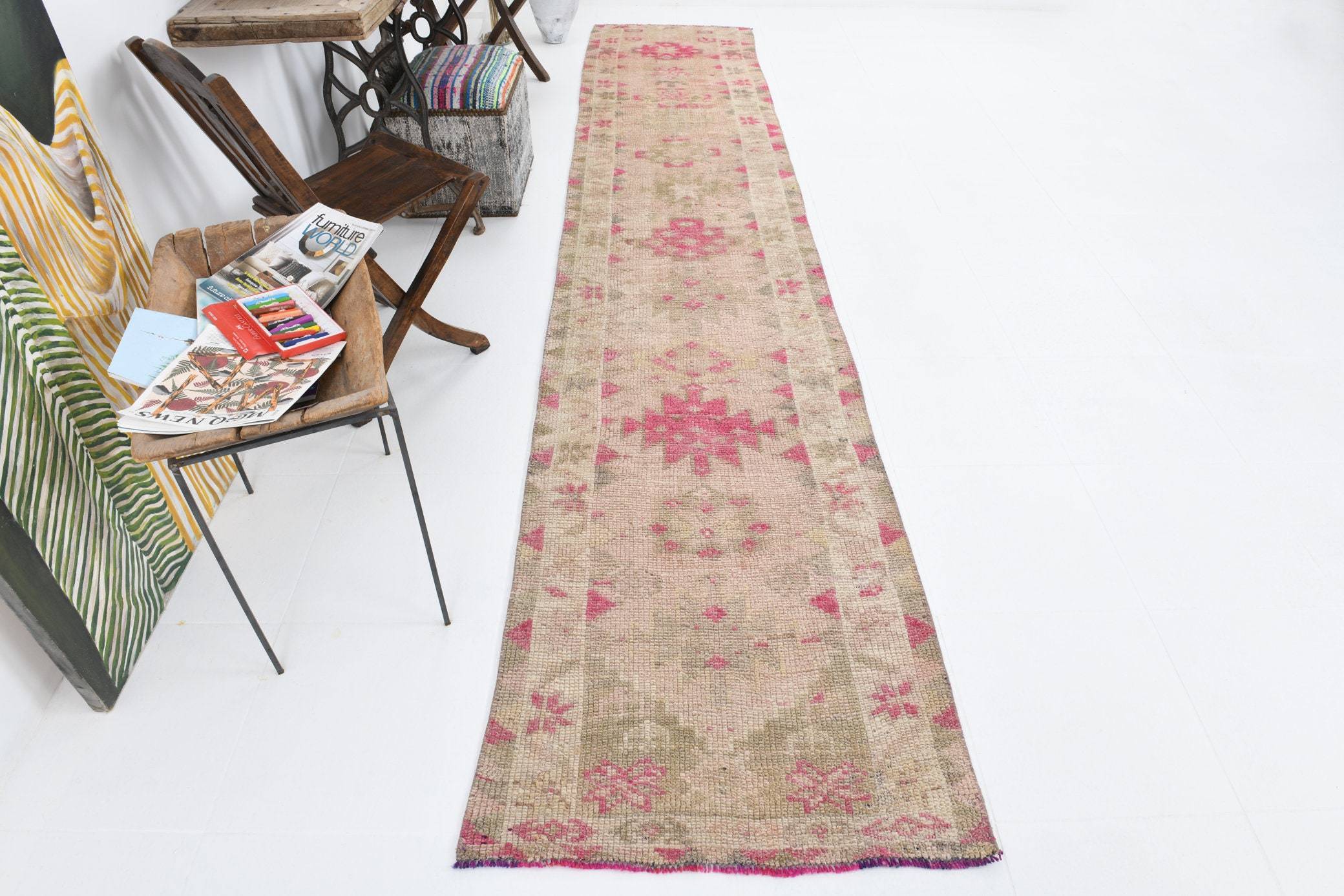2' x 13' Vintage rug, Bedroom Vintage rug, Cotton Vintage rug, Distressed Vintage rug, Entryway-Hallway Vintage rug, Kitchen-Dining Vintage rug, Laundry Vintage rug, Office Vintage rug, Pink Vintage rug, Southwestern Vintage rug, Vintage Herki, Wool Vintage rug, Vintage rug
