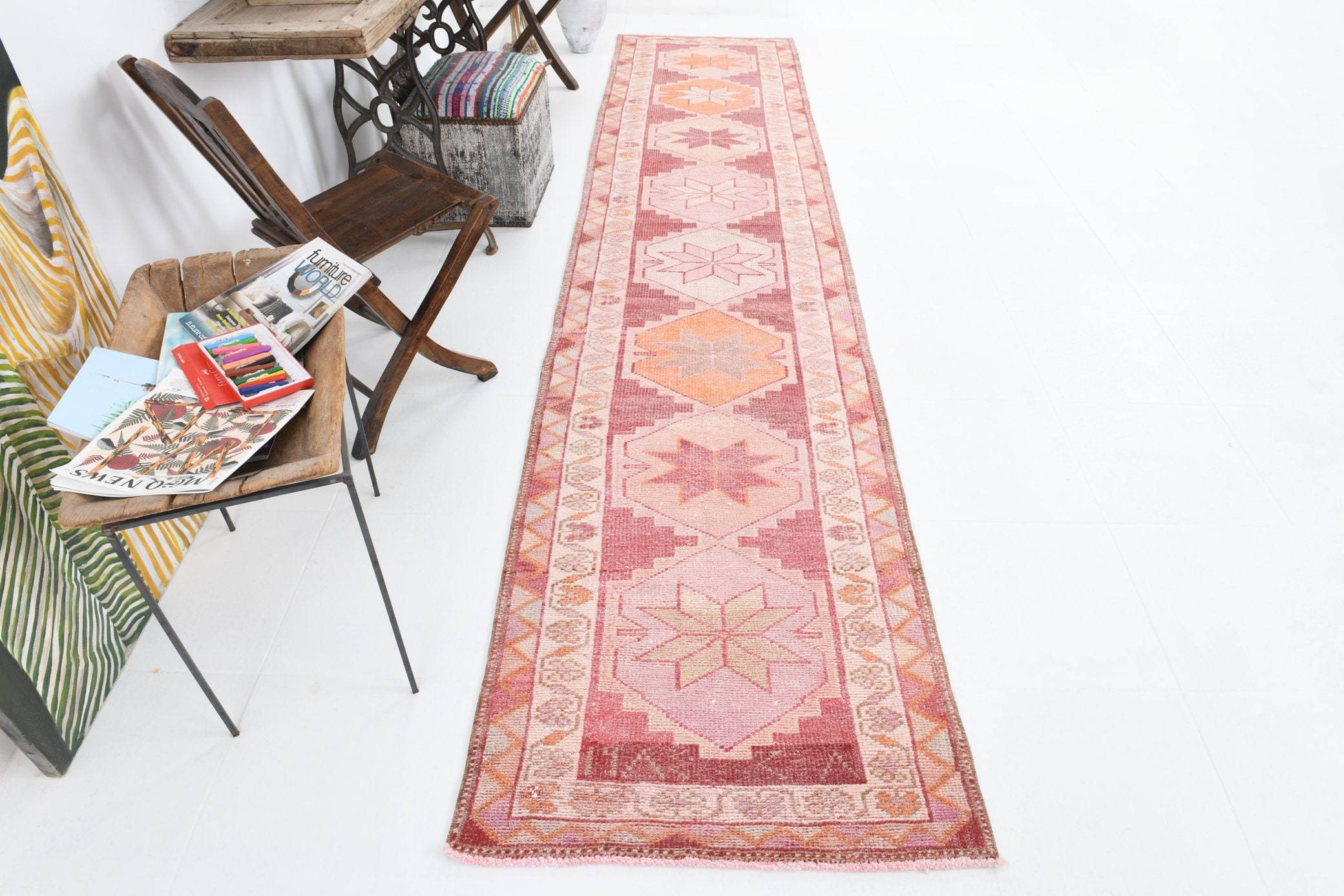 2' x 12' Vintage rug, Bedroom Vintage rug, Bohemian-Eclectic Vintage rug, Cotton Vintage rug, Entryway-Hallway Vintage rug, Geometric Vintage rug, Kitchen-Dining Vintage rug, Laundry Vintage rug, Office Vintage rug, Red Vintage rug, Vintage Herki, Wool Vintage rug, Vintage rug