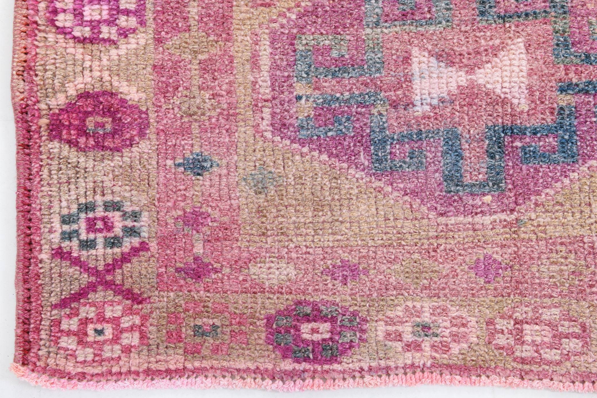 2' x 10' Vintage rug, Bedroom Vintage rug, Cotton Vintage rug, Entryway-Hallway Vintage rug, Geometric Vintage rug, Kitchen-Dining Vintage rug, Nursery Vintage rug, Office Vintage rug, Pink Vintage rug, Retro Vintage rug, Vintage Herki, Wool Vintage rug, Vintage rug
