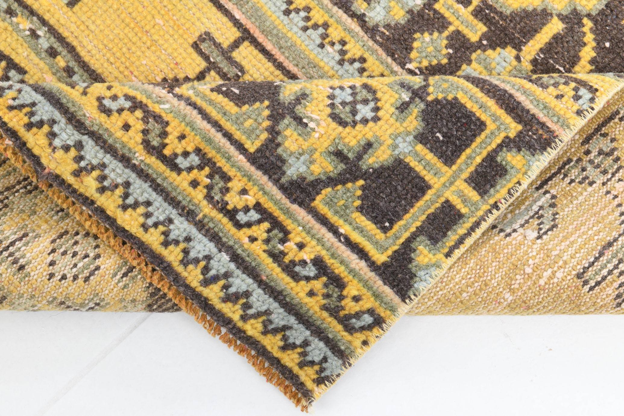 2' x 7' Yellow-Gold Turkish Vintage Runner Rug  |  RugReform