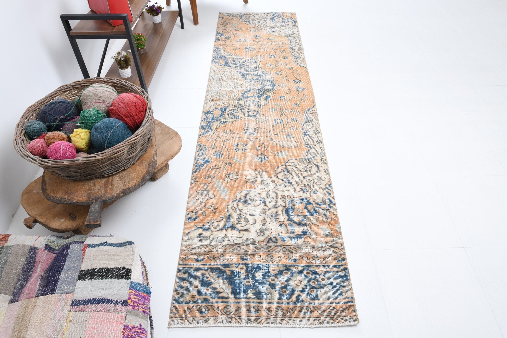 2' x 8' Blue Turkish Vintage Runner Rug  |  RugReform
