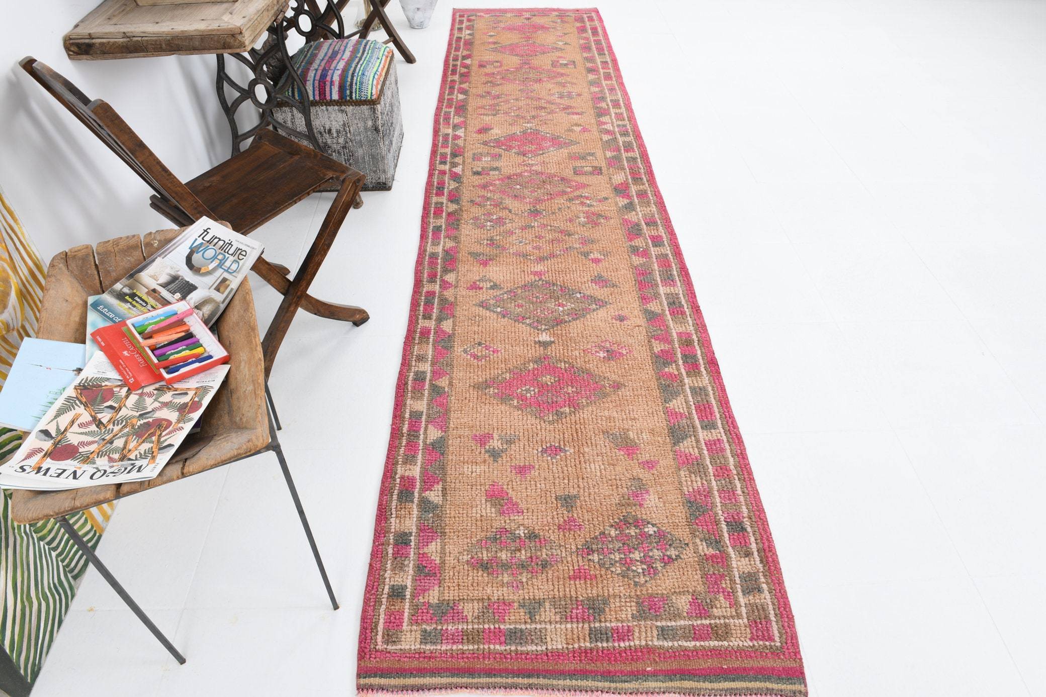 2' x 12' Vintage rug, Cotton Vintage rug, Entryway-Hallway Vintage rug, Kitchen-Dining Vintage rug, Living Room Vintage rug, Nursery Vintage rug, Office Vintage rug, Red Vintage rug, Rustic-Primitive Vintage rug, Southwestern Vintage rug, Vintage Herki, Wool Vintage rug, Vintage rug