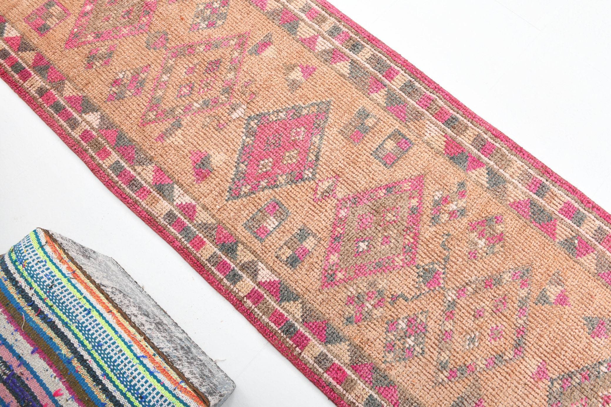 2' x 12' Vintage rug, Cotton Vintage rug, Entryway-Hallway Vintage rug, Kitchen-Dining Vintage rug, Living Room Vintage rug, Nursery Vintage rug, Office Vintage rug, Red Vintage rug, Rustic-Primitive Vintage rug, Southwestern Vintage rug, Vintage Herki, Wool Vintage rug, Vintage rug