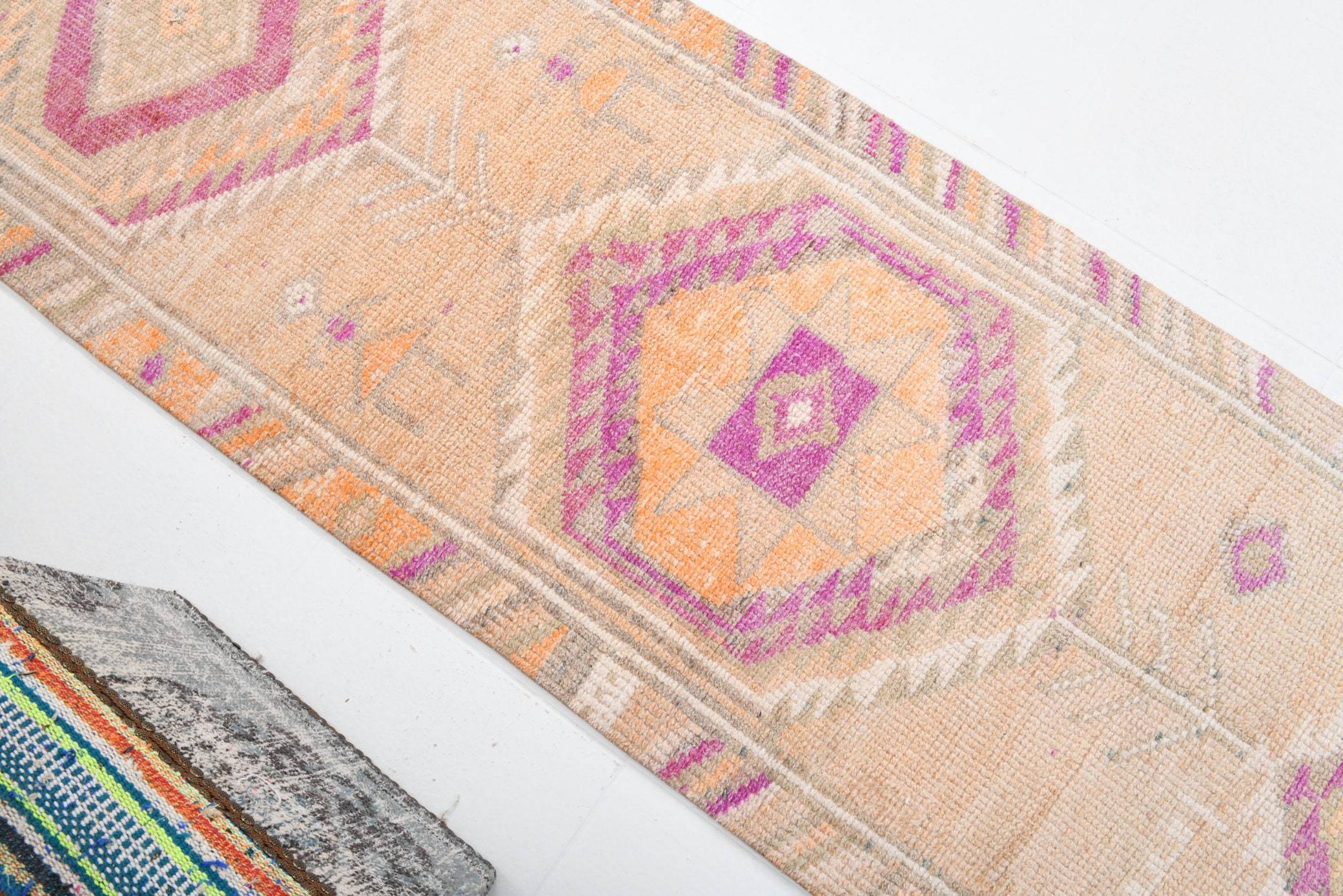 2' x 11' Vintage rug, Cotton Vintage rug, Distressed Vintage rug, Dorm Vintage rug, Entryway-Hallway Vintage rug, Kitchen-Dining Vintage rug, Living Room Vintage rug, Office Vintage rug, Oriental Vintage rug, Pink Vintage rug, Vintage Herki, Wool Vintage rug, Vintage rug