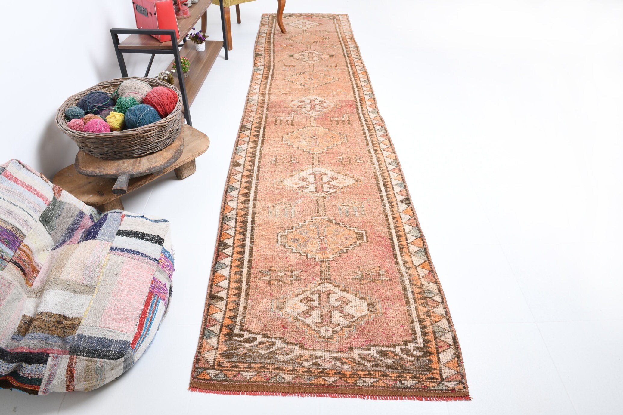 3' x 13' Tan-Ivory Turkish Vintage Herki Rug  |  RugReform