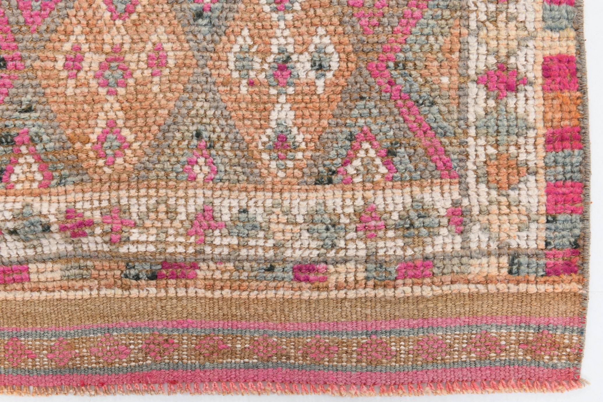 2' x 12' Vintage rug, Cotton Vintage rug, Dorm Vintage rug, Entryway-Hallway Vintage rug, Geometric Vintage rug, Kitchen-Dining Vintage rug, Living Room Vintage rug, Office Vintage rug, Pink Vintage rug, Retro Vintage rug, Vintage Herki, Wool Vintage rug, Vintage rug