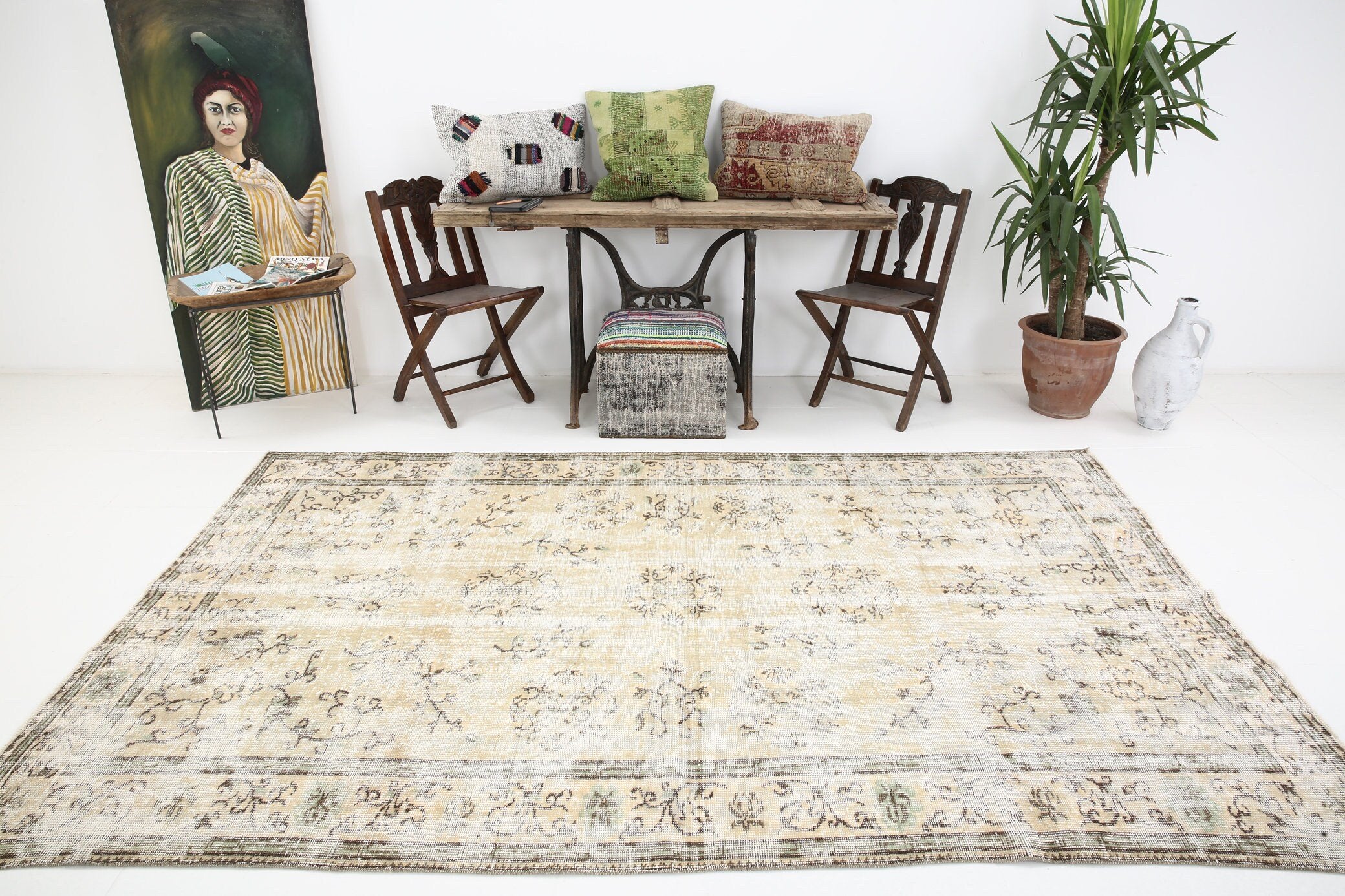 5' x 9' Tan-Ivory Turkish Vintage Rug  |  RugReform