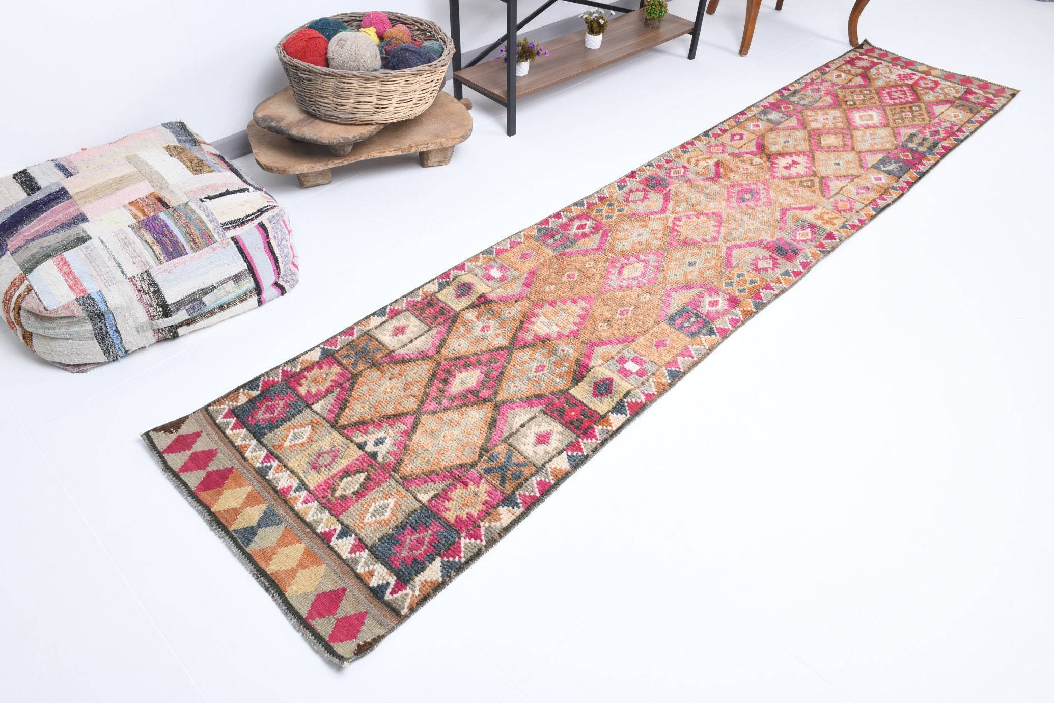 2' x 11' Tan-Ivory Turkish Vintage Herki Rug  |  RugReform